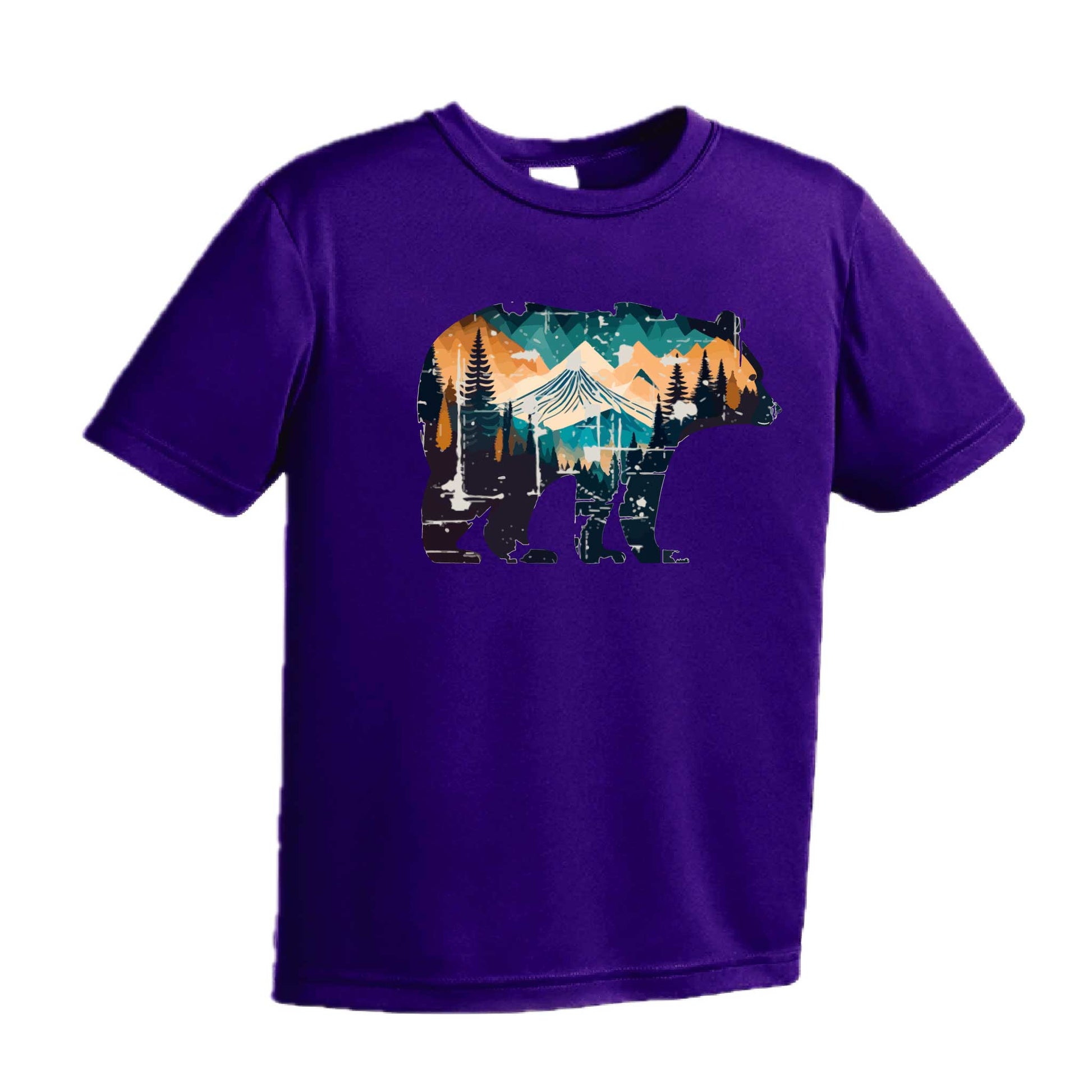 Bear Mountain | Youth Short Sleeve Camping T-Shirts | 100% Polyester