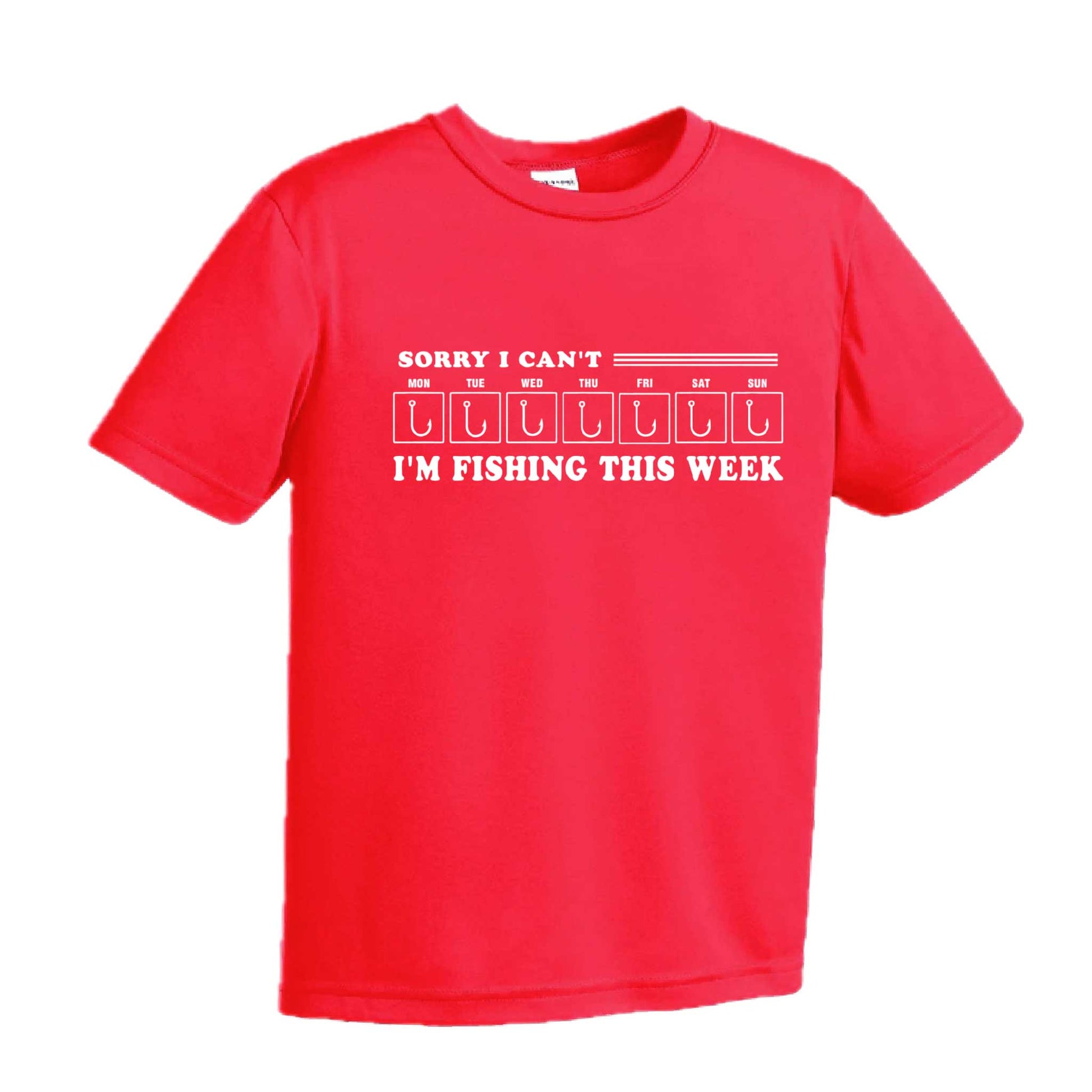 Sorry I Can't I'm Busy This Week Fishing | Youth Short Sleeve Camping T-Shirts | 100% Polyester