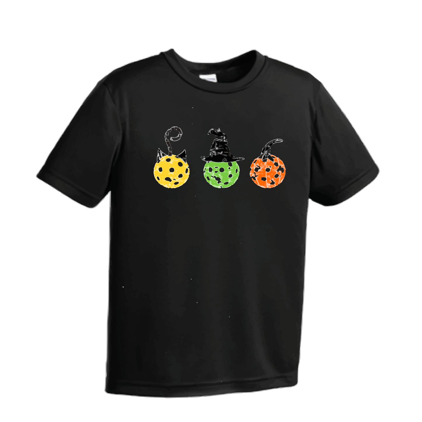 Cat Witch Pumpkin | Youth Short Sleeve Pickleball Shirts | 100% Polyester