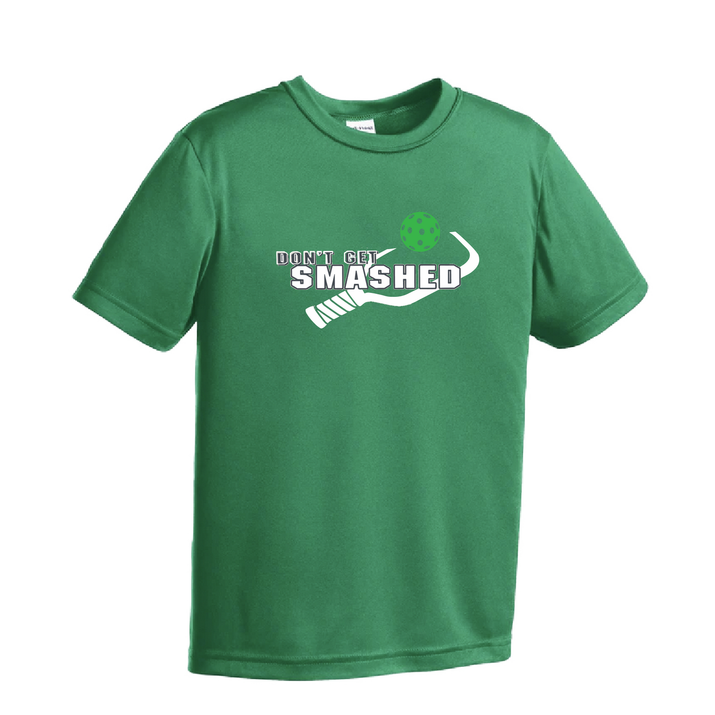 Don't Get Smashed (Red Green Rainbow Pickleball Colors) | Youth Short Sleeve Athletic Shirt | 100% Polyester