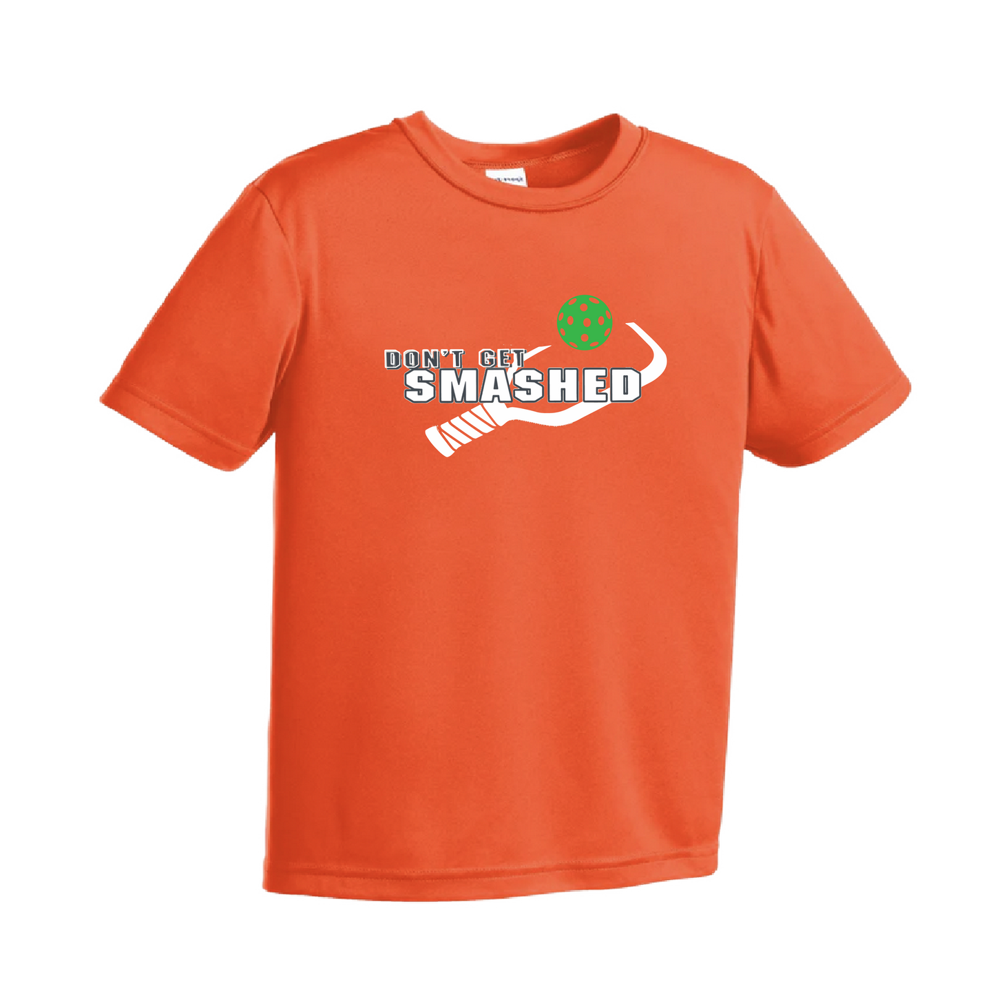 Don't Get Smashed (Red Green Rainbow Pickleball Colors) | Youth Short Sleeve Pickleball Shirts | 100% Polyester