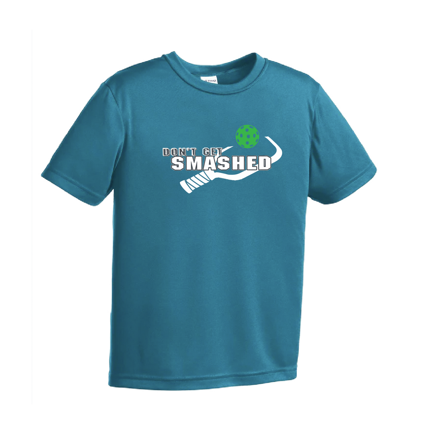 Don't Get Smashed (Red Green Rainbow Pickleball Colors) | Youth Short Sleeve Pickleball Shirts | 100% Polyester