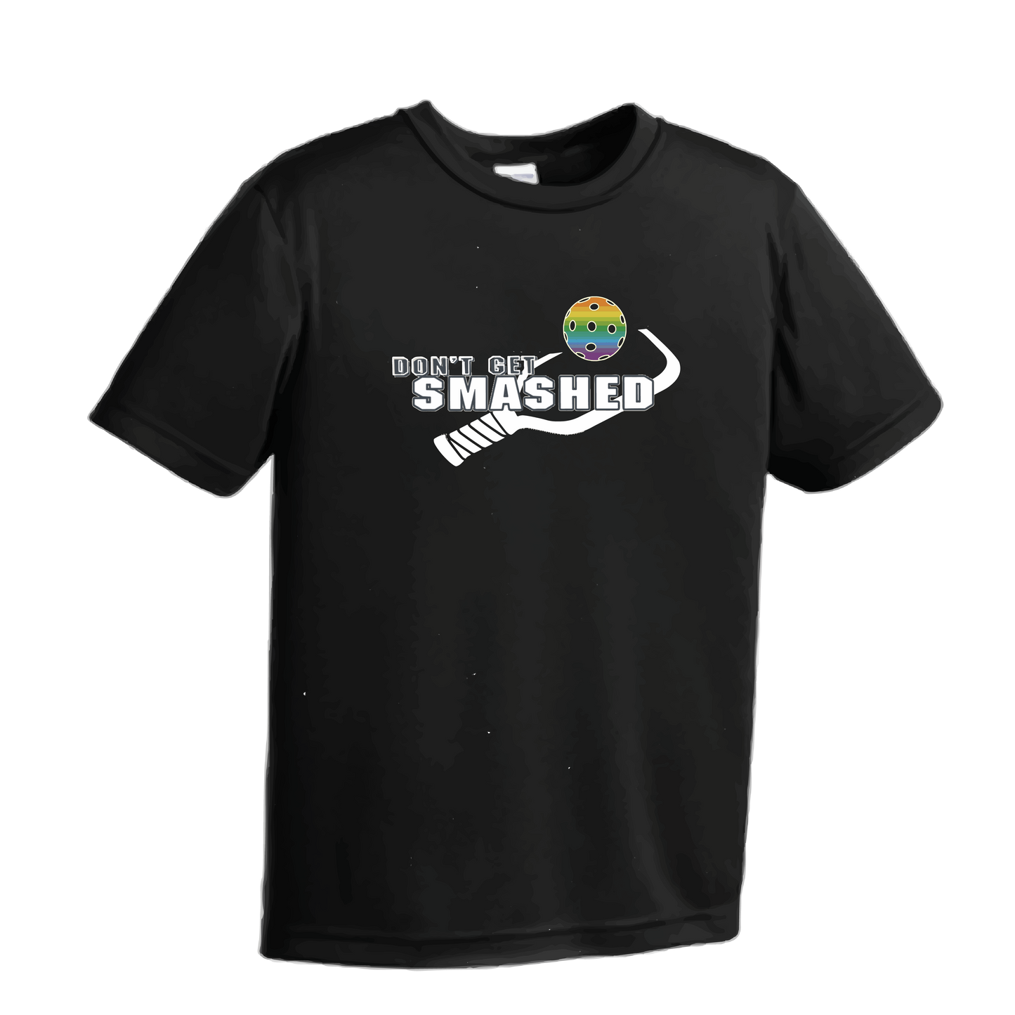 Don't Get Smashed (Red Green Rainbow Pickleball Colors) | Youth Short Sleeve Pickleball Shirts | 100% Polyester