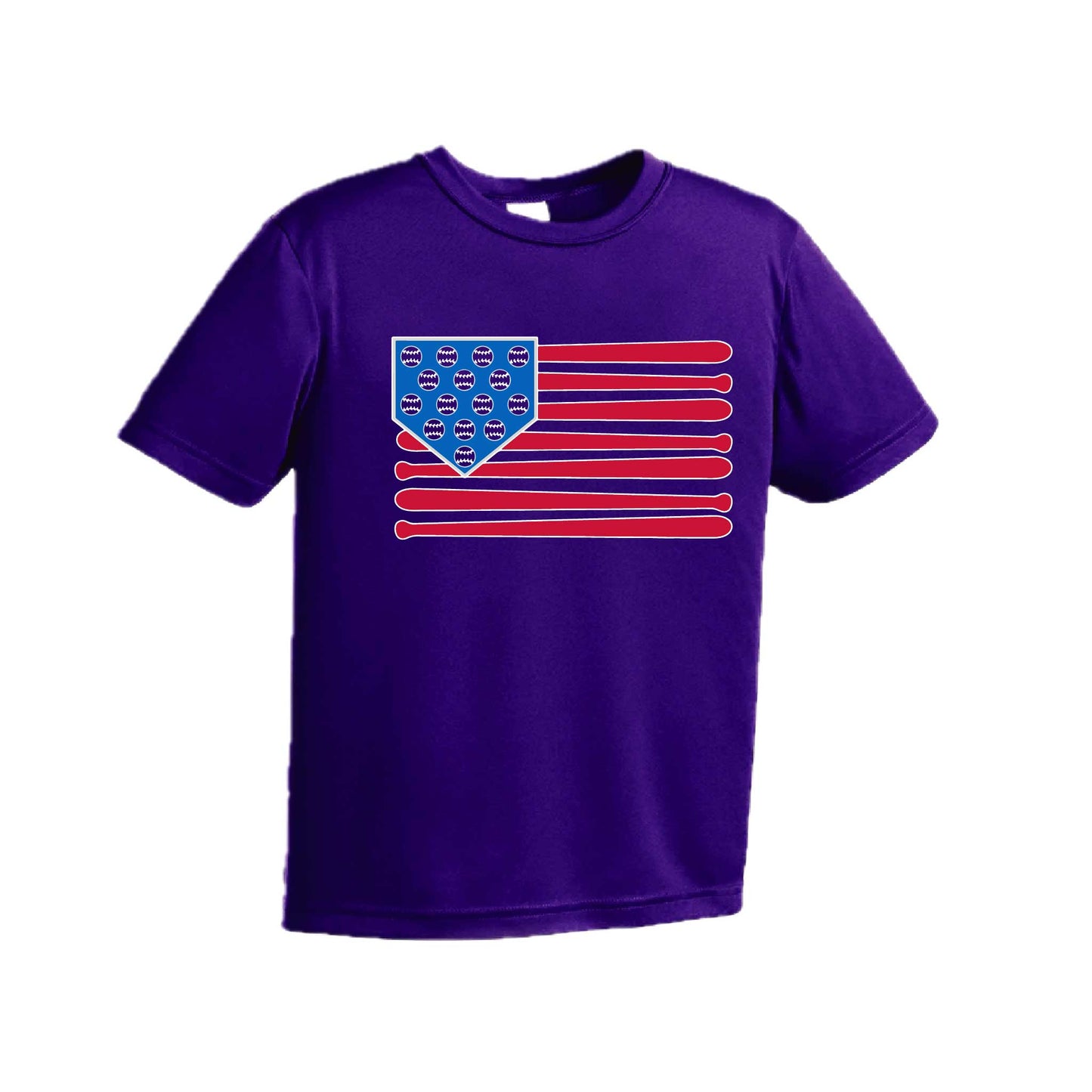Baseball Flag | Youth Short Sleeve Baseball Performance T-Shirts | 100% Polyester