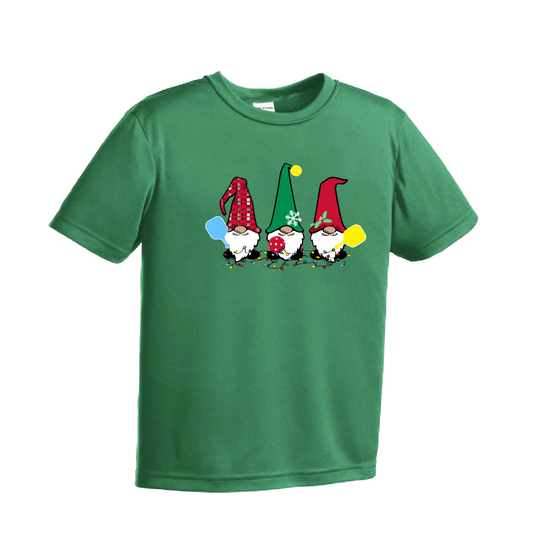 Christmas Gnomes | Youth Short Sleeve Pickleball Shirts | 100% Polyester