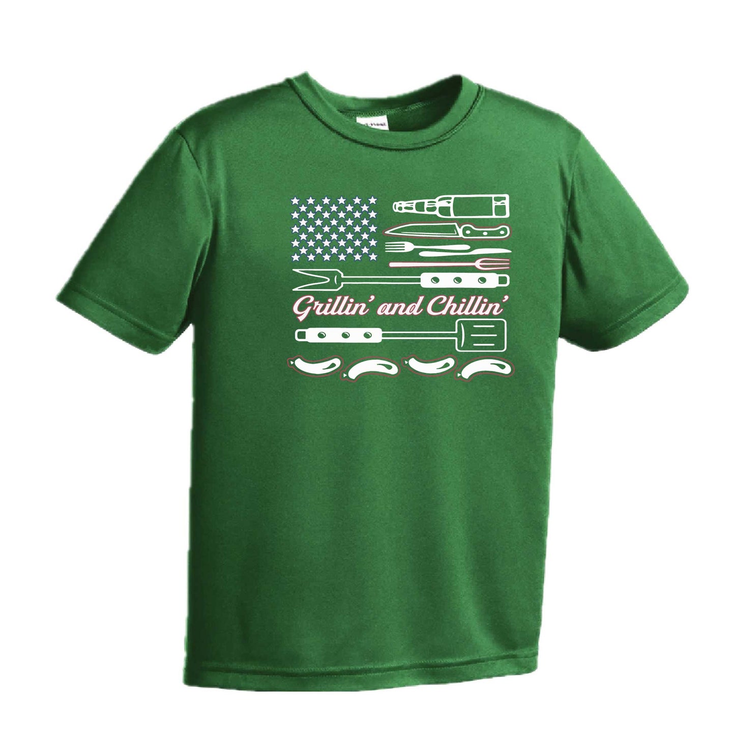 Grillin' and Chillin' | Youth Short Sleeve Camping T-Shirts | 100% Polyester