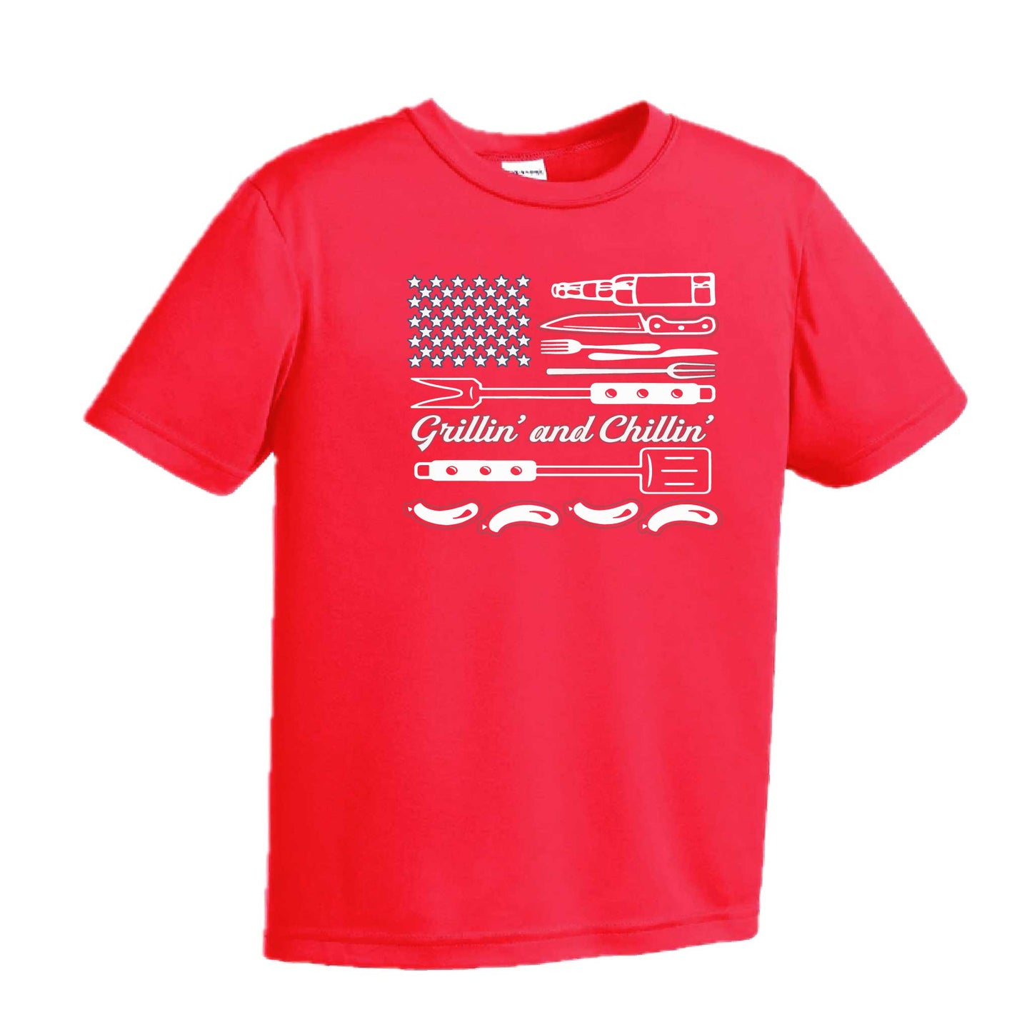 Grillin' and Chillin' | Youth Short Sleeve Camping T-Shirts | 100% Polyester