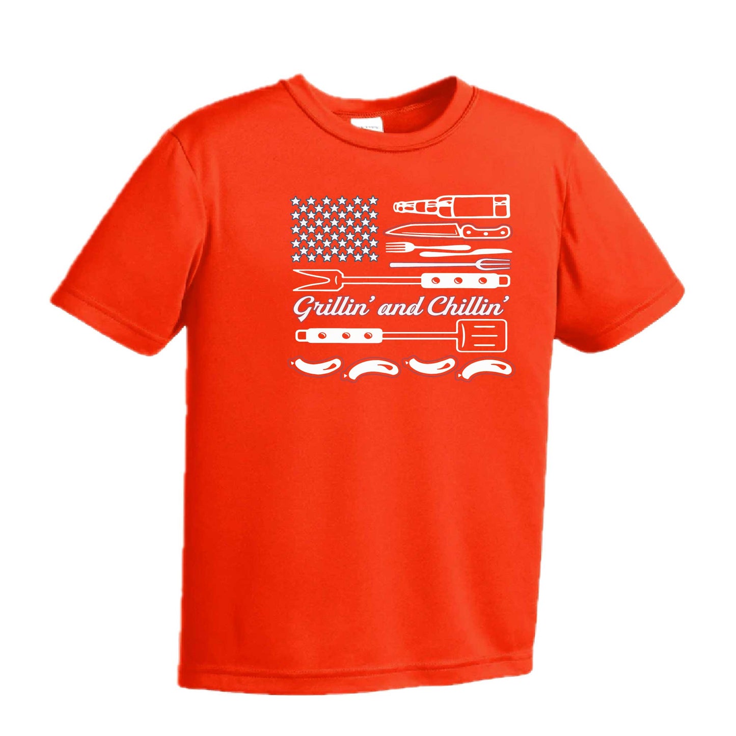 Grillin' and Chillin' | Youth Short Sleeve Camping T-Shirts | 100% Polyester