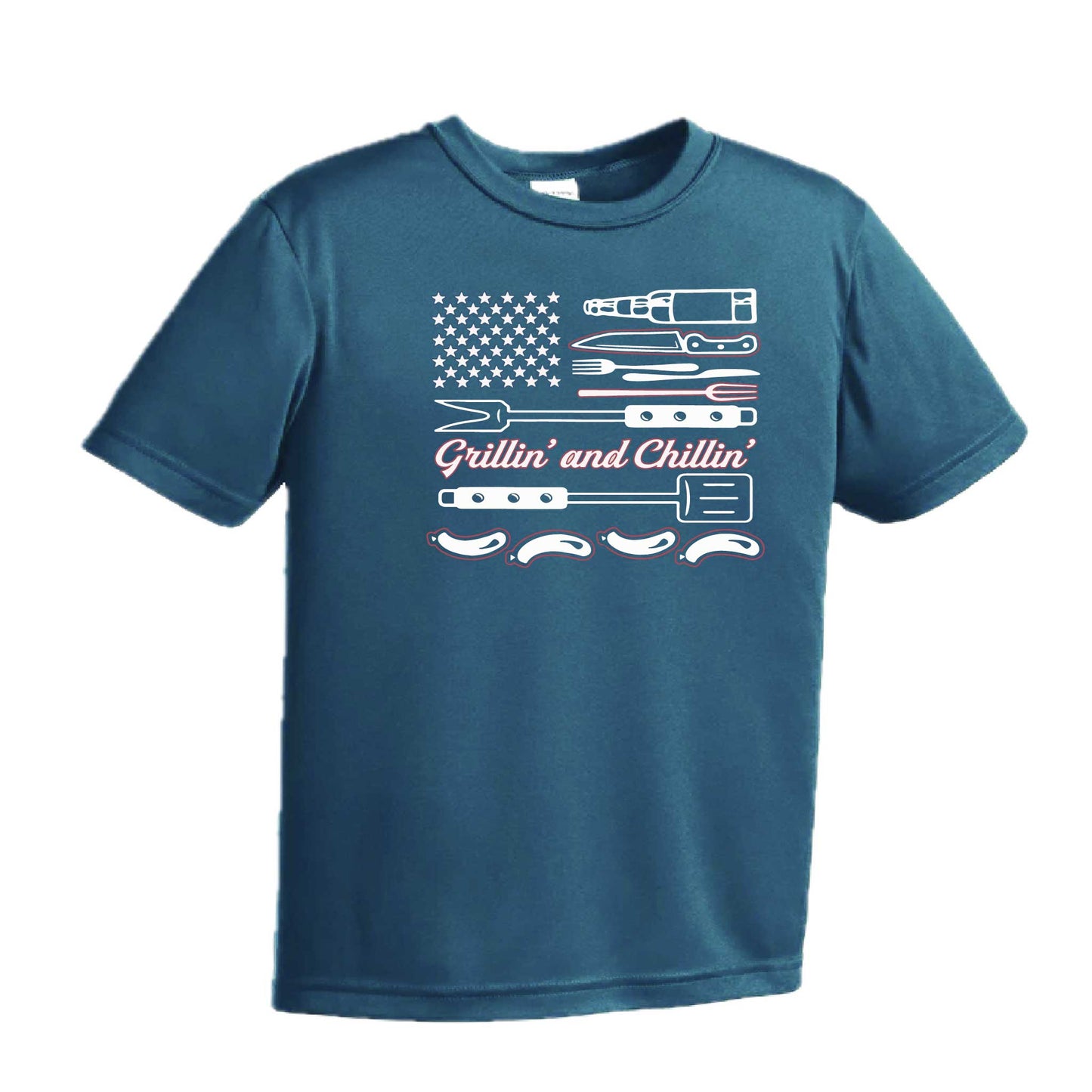 Grillin' and Chillin' | Youth Short Sleeve Camping T-Shirts | 100% Polyester