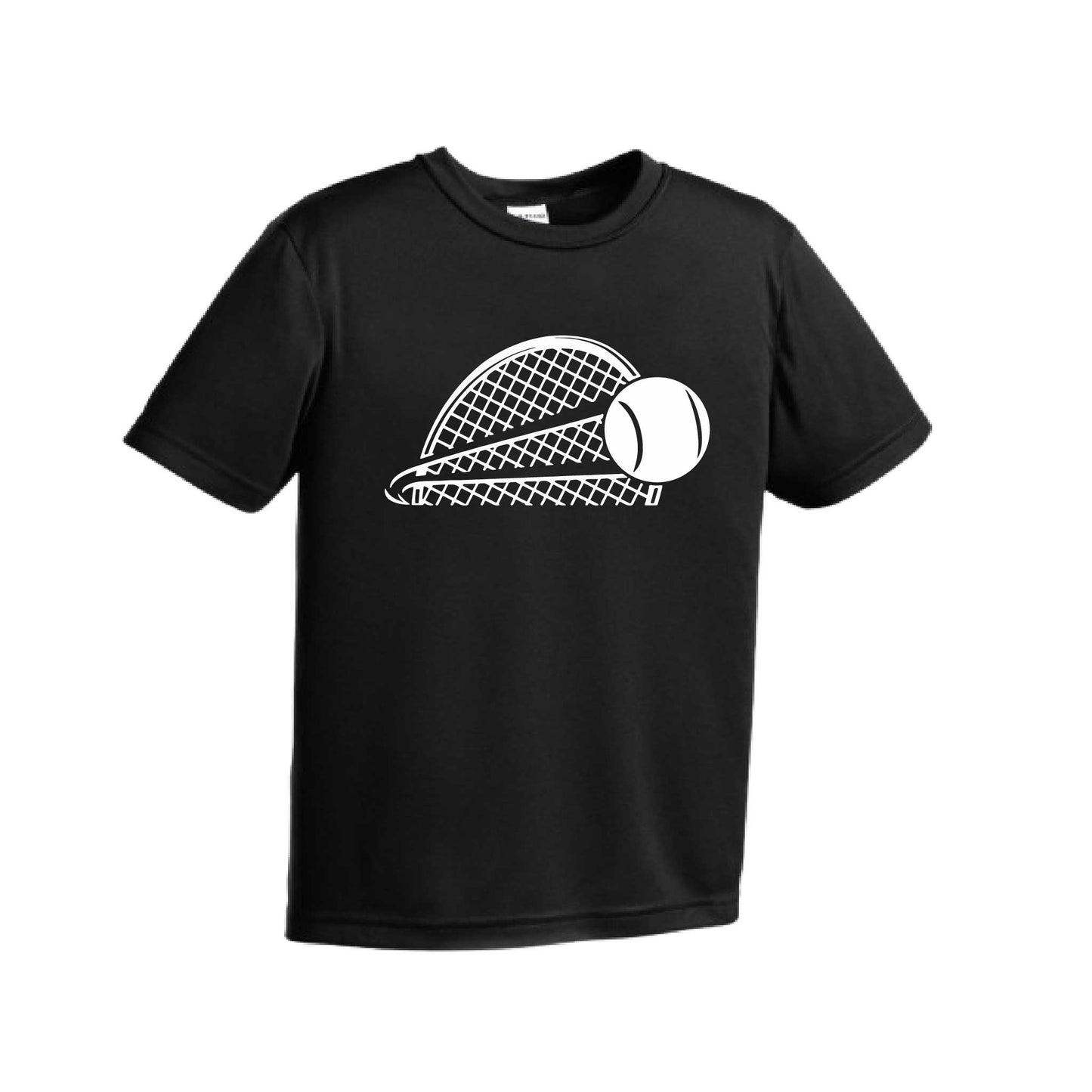 Tennis Half Racquet | Youth Short Sleeve Tennis Performance T-Shirts | 100% Polyester