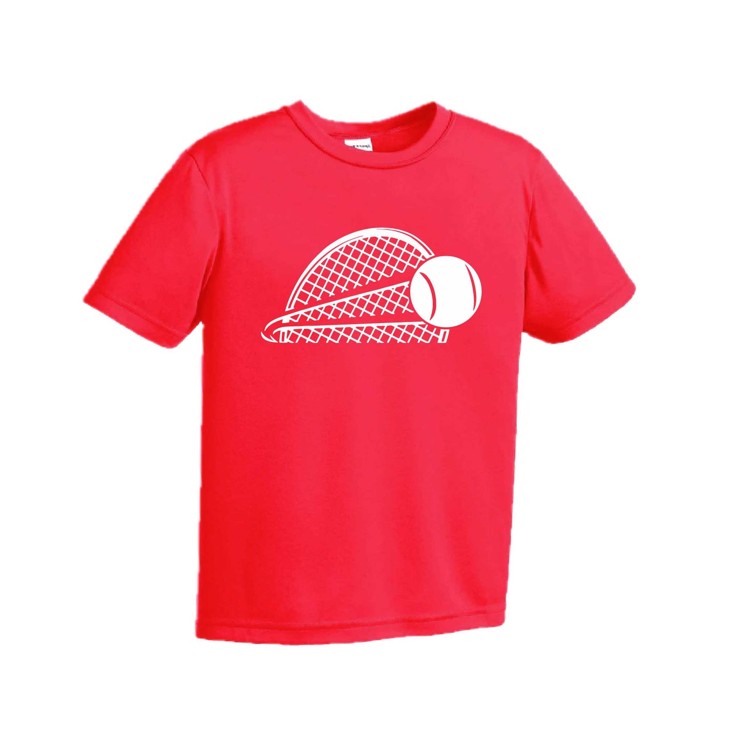 Tennis Half Racquet | Youth Short Sleeve Tennis Performance T-Shirts | 100% Polyester