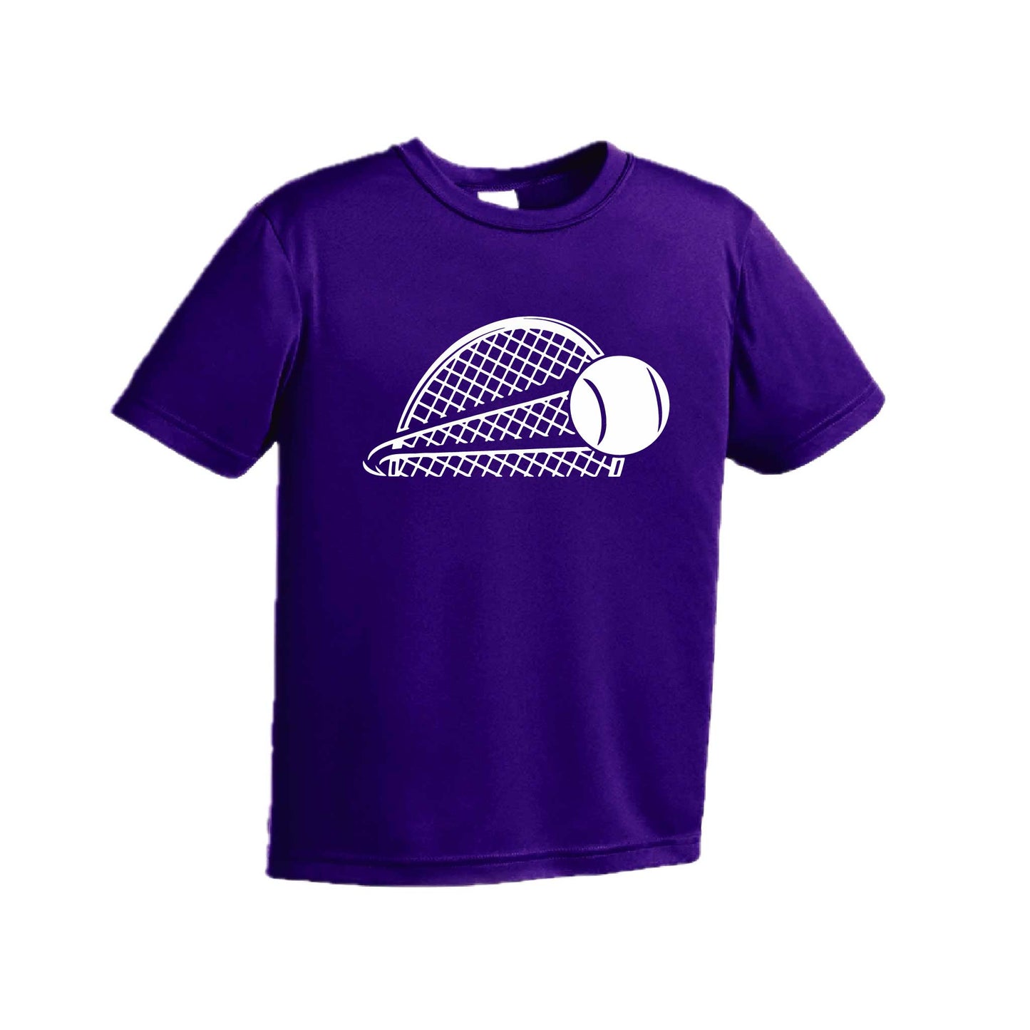 Tennis Half Racquet | Youth Short Sleeve Tennis Performance T-Shirts | 100% Polyester