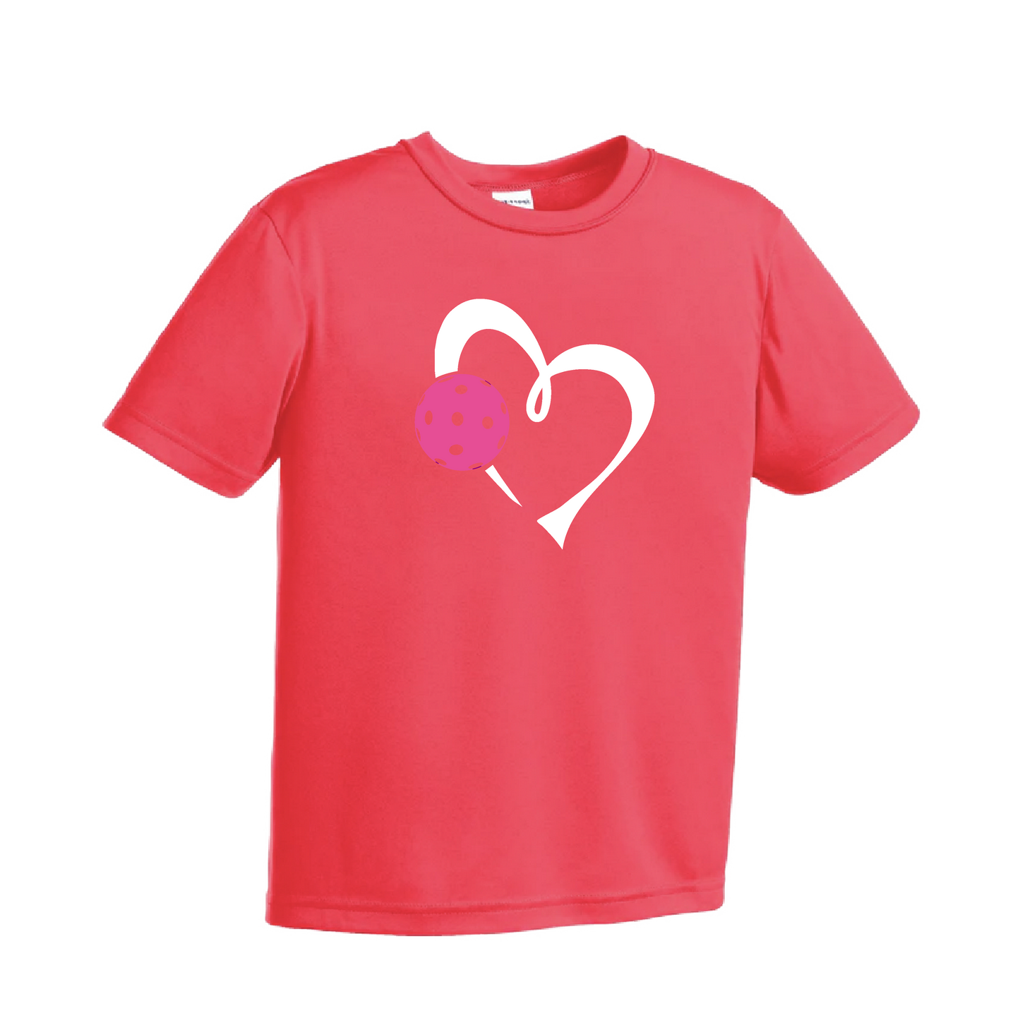 Love Pickleball (Pink) | Youth Short Sleeve Pickleball Shirts | 100% Polyester