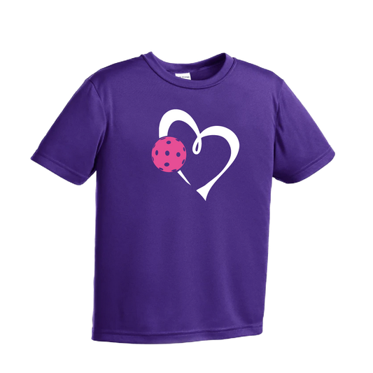 Love Pickleball (Pink) | Youth Short Sleeve Pickleball Shirts | 100% Polyester