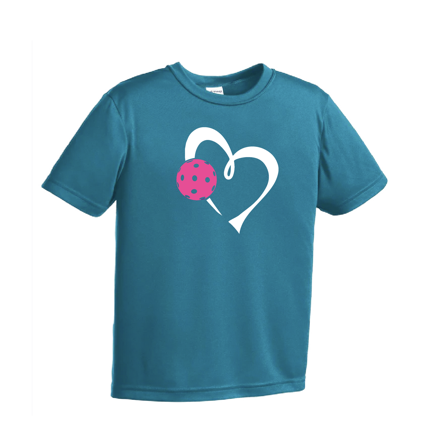 Love Pickleball (Pink) | Youth Short Sleeve Pickleball Shirts | 100% Polyester