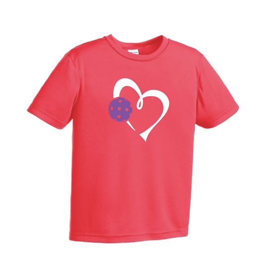 Love Pickleball (Purple) | Youth Short Sleeve Pickleball Shirts | 100% Polyester