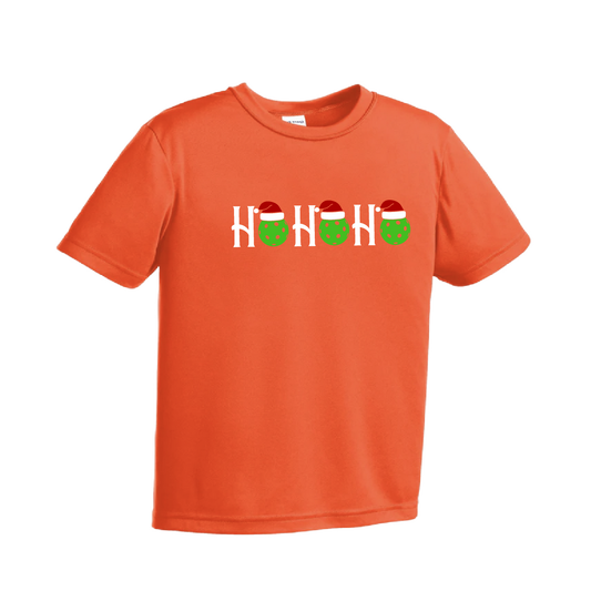 Ho Ho Ho | Youth Short Sleeve Pickleball Shirts | 100% Polyester