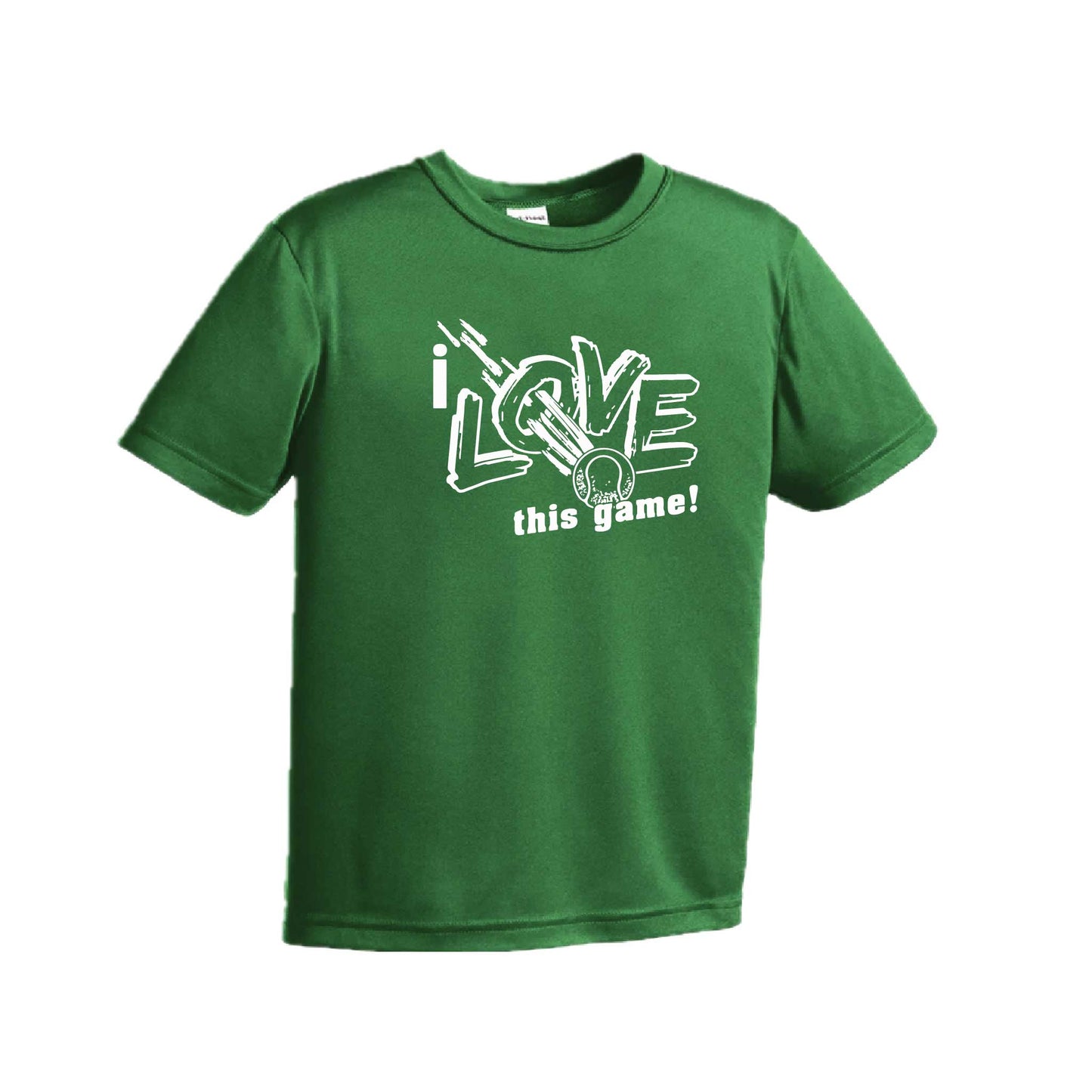 I Love This Game | Youth Short Sleeve Tennis Performance T-Shirts | 100% Polyester