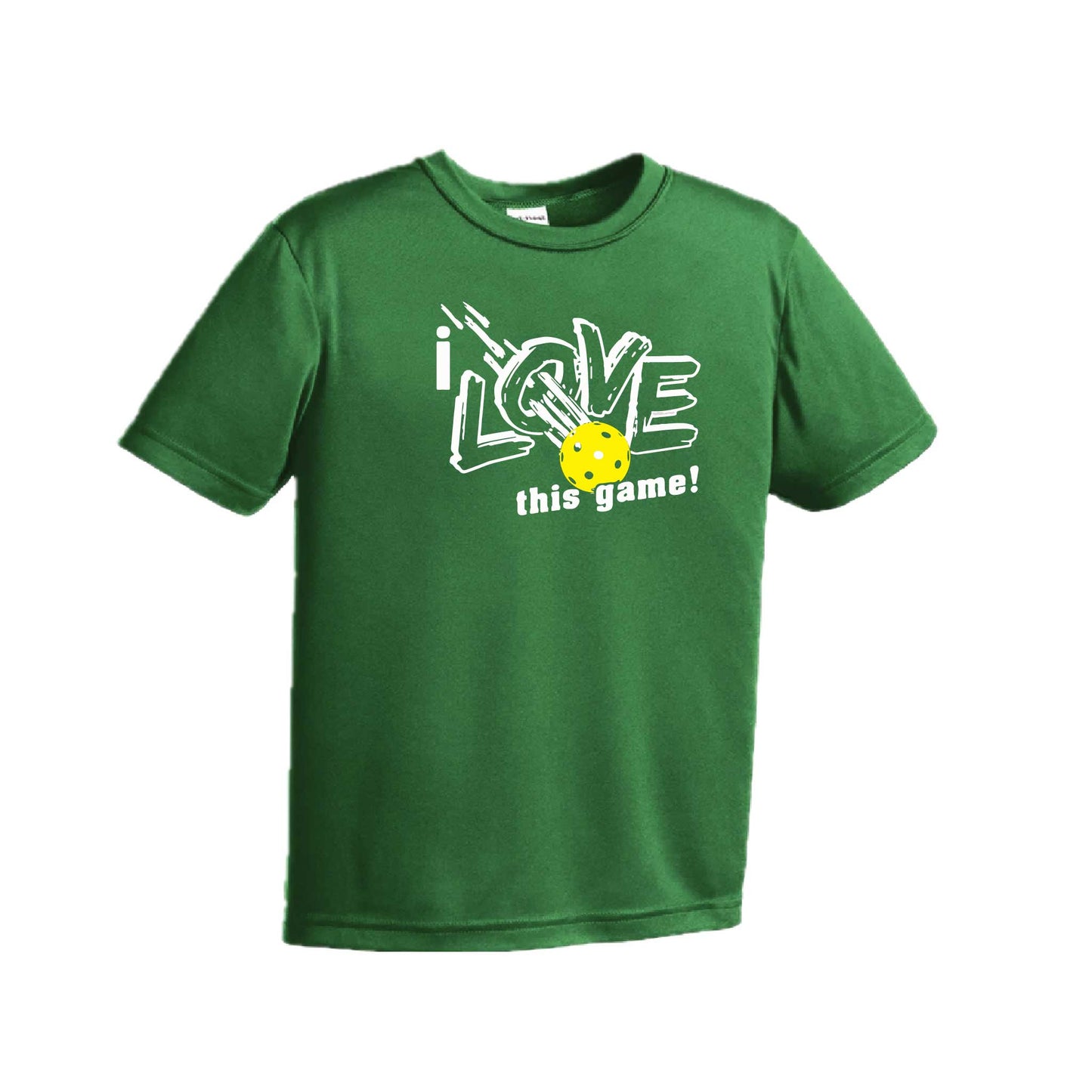 I Love This Game | Youth Short Sleeve Pickleball Performance T-Shirts | 100% Polyester
