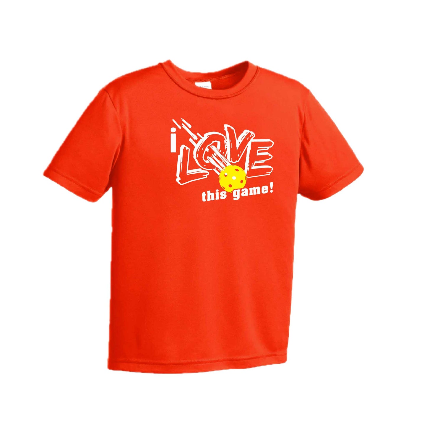 I Love This Game | Youth Short Sleeve Pickleball Performance T-Shirts | 100% Polyester