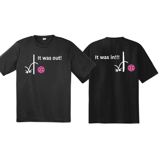 It Was Out! It Was In! (Pickleballs Pink Purple Rainbow) | Youth Short Sleeve Pickleball T-Shirts | 100% Polyester