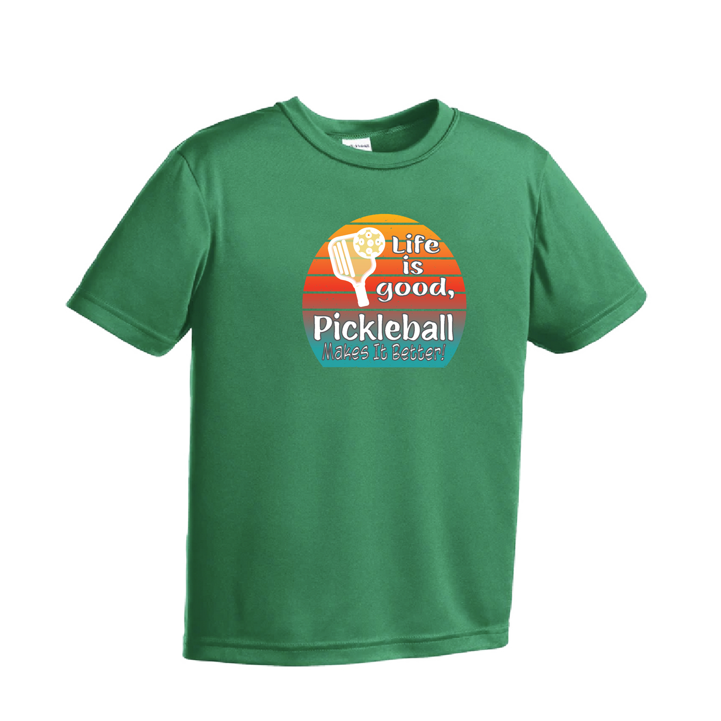 Life is Good Pickleball Makes it Better | Youth Short Sleeve Pickleball Shirts | 100% Polyester