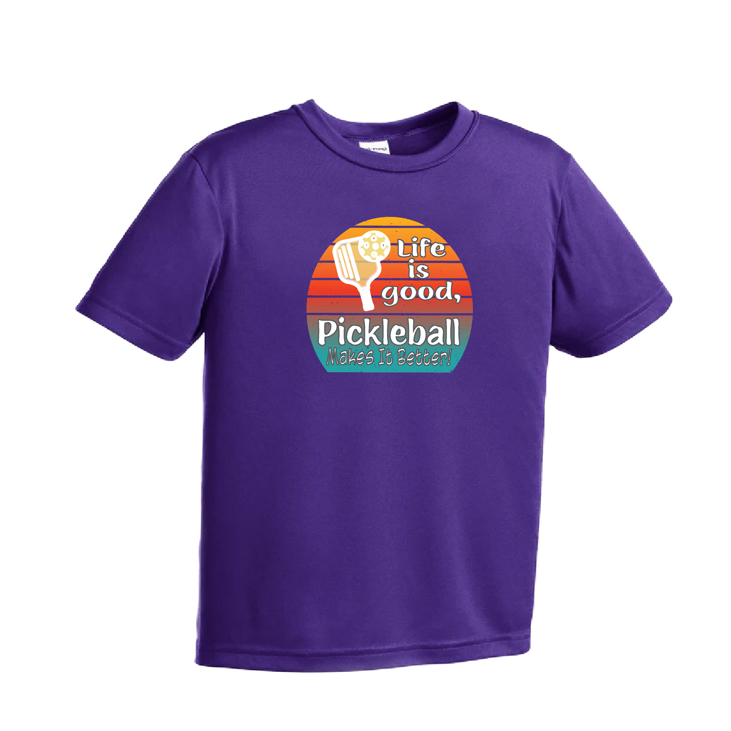 Life is Good Pickleball Makes it Better | Youth Short Sleeve Pickleball Shirts | 100% Polyester