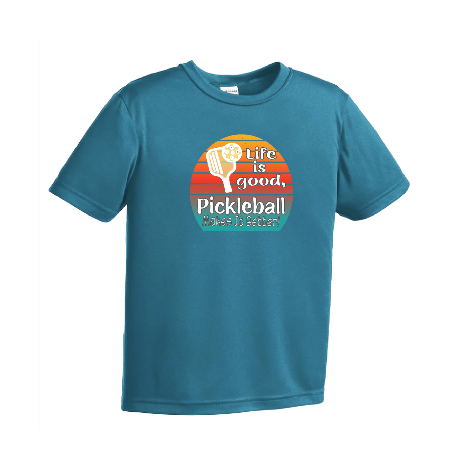 Life is Good Pickleball Makes it Better | Youth Short Sleeve Pickleball Shirts | 100% Polyester