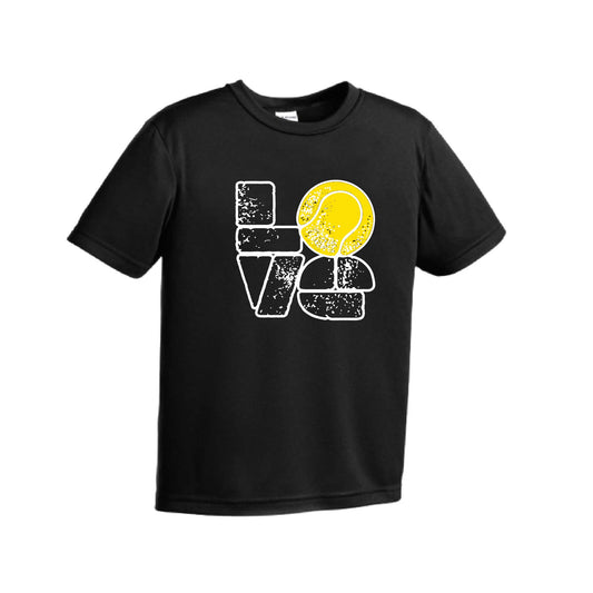 Love Stacked | Youth Short Sleeve Tennis Performance T-Shirts | 100% Polyester