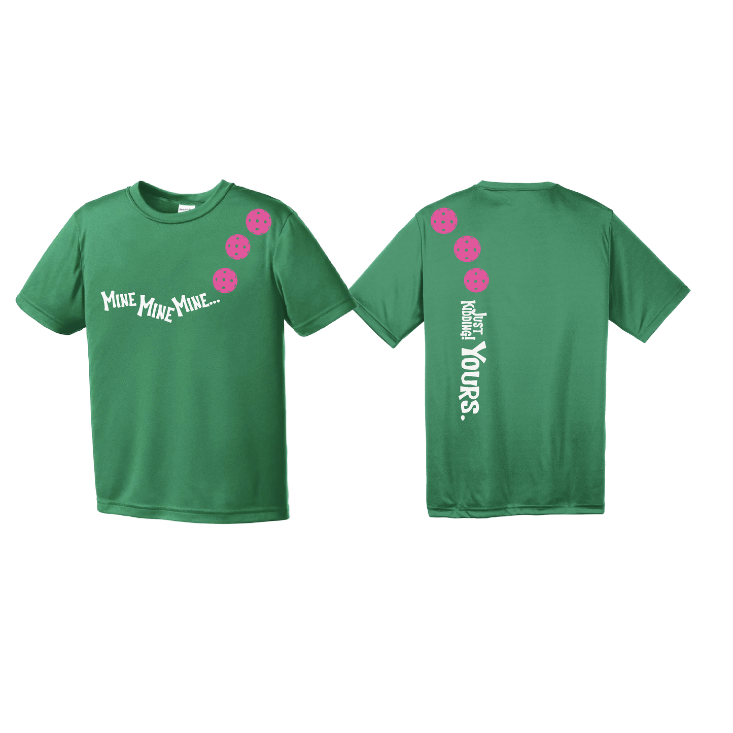 Mine JK Yours (Pickleballs Pink Purple Rainbow) | Youth Short Sleeve Pickleball Shirts | 100% Polyester