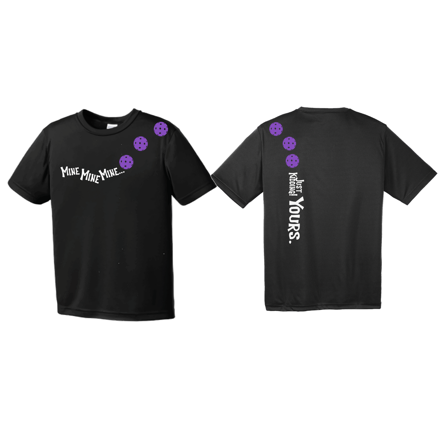 Mine JK Yours (Pickleballs Pink Purple Rainbow) | Youth Short Sleeve Pickleball Shirts | 100% Polyester