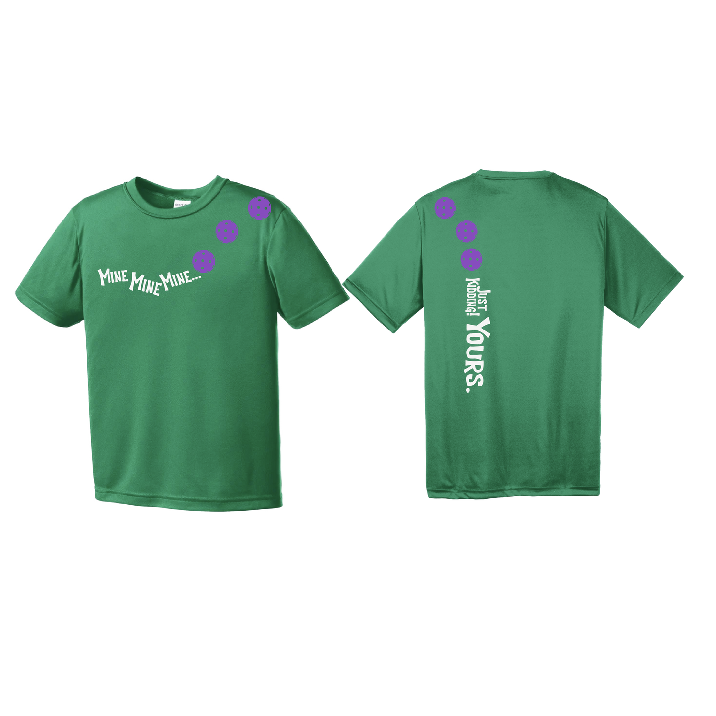 Mine JK Yours (Pickleballs Pink Purple Rainbow) | Youth Short Sleeve Pickleball Shirts | 100% Polyester