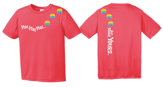 Mine JK Yours (Pickleballs Pink Purple Rainbow) | Youth Short Sleeve Pickleball Shirts | 100% Polyester