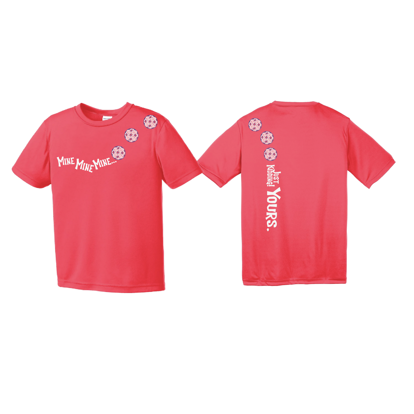 Mine JK Yours (Pickleballs With Stars) | Youth Short Sleeve Pickleball Shirts | 100% Polyester