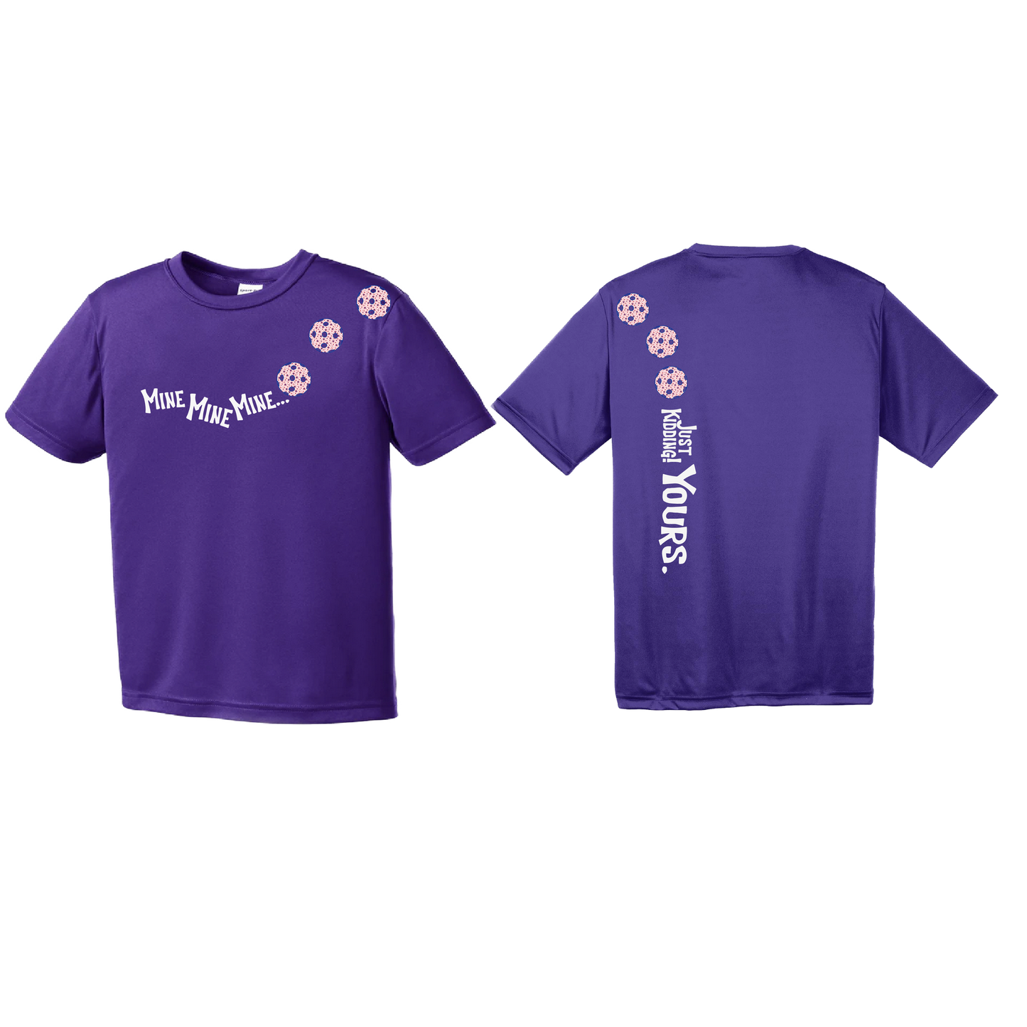 Mine JK Yours (Pickleballs With Stars) | Youth Short Sleeve Pickleball Shirts | 100% Polyester