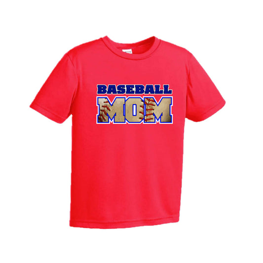 Baseball Mom | Youth Short Sleeve Baseball Performance T-Shirts | 100% Polyester