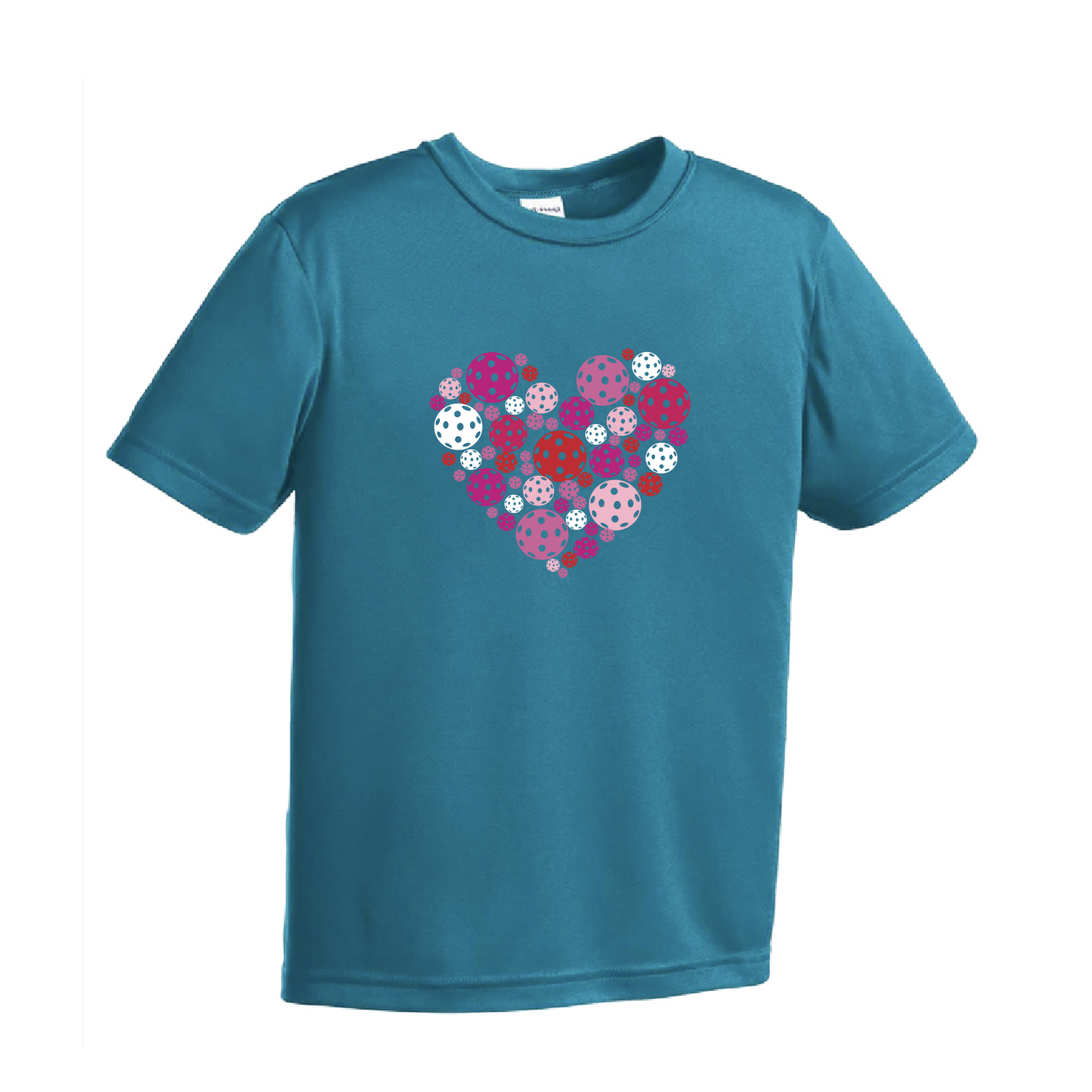 Pickleball Heart | Youth Short Sleeve Athletic Pickleball Shirt | 100% Polyester