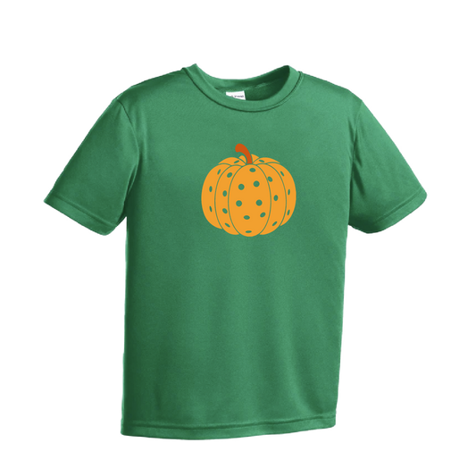 Pumpkin Pickleball | Youth Short Sleeve Pickleball Shirts | 100% Polyester