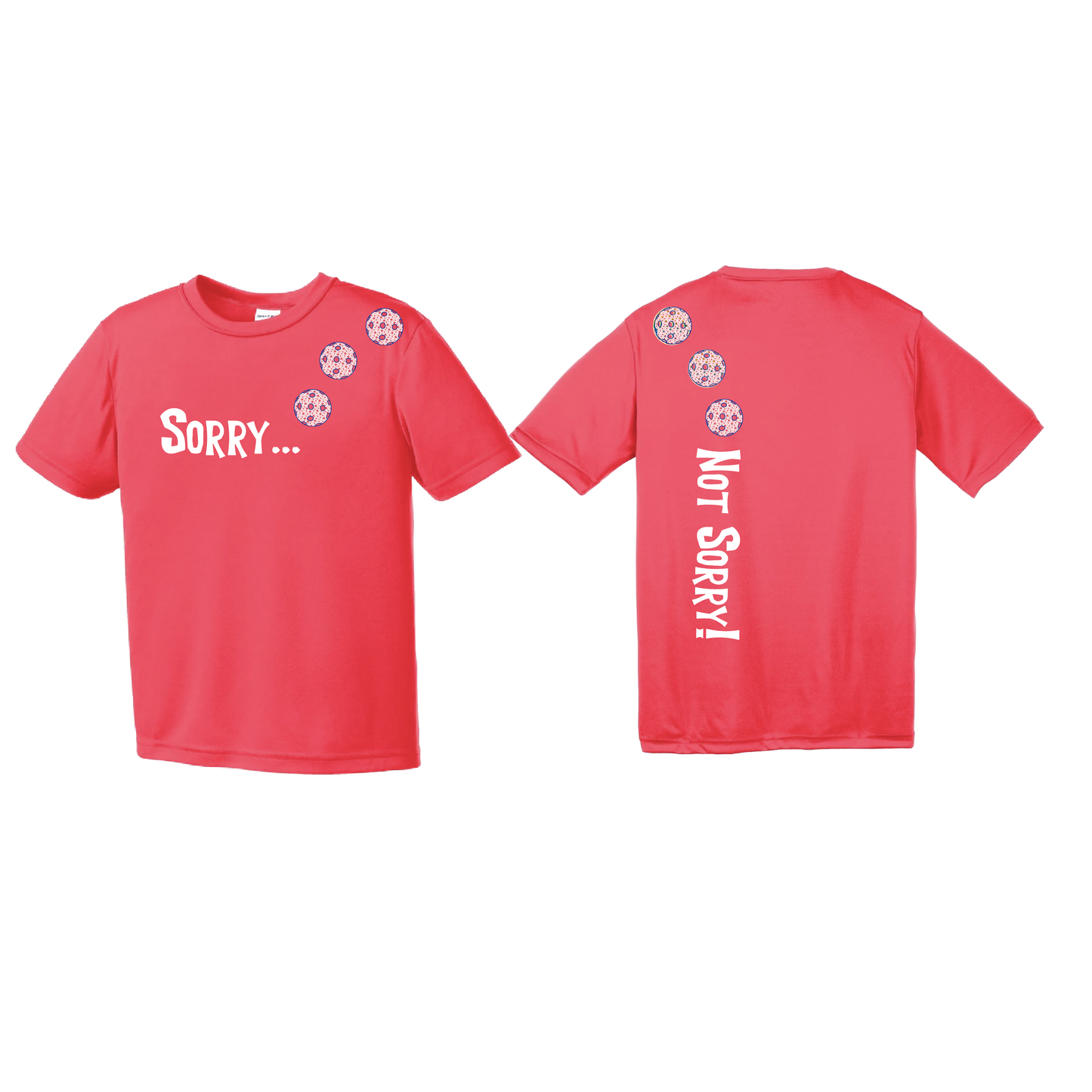 Sorry Not Sorry (Pickleballs With Stars) | Youth Short Sleeve Pickleball Shirts | 100% Polyester