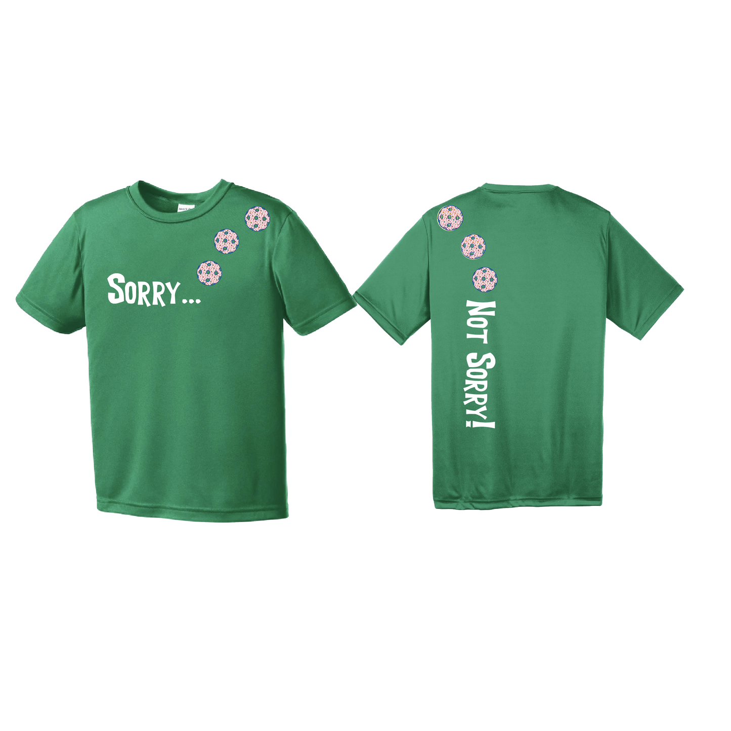 Sorry Not Sorry (Pickleballs With Stars) | Youth Short Sleeve Pickleball Shirts | 100% Polyester