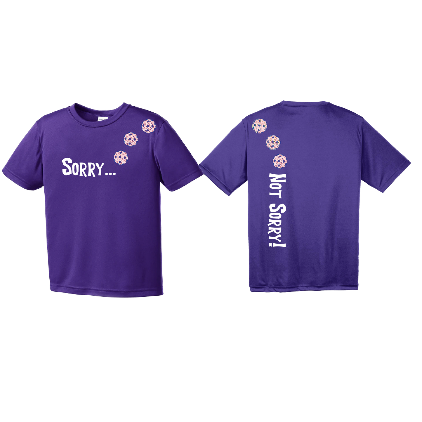 Sorry Not Sorry (Pickleballs With Stars) | Youth Short Sleeve Pickleball Shirts | 100% Polyester