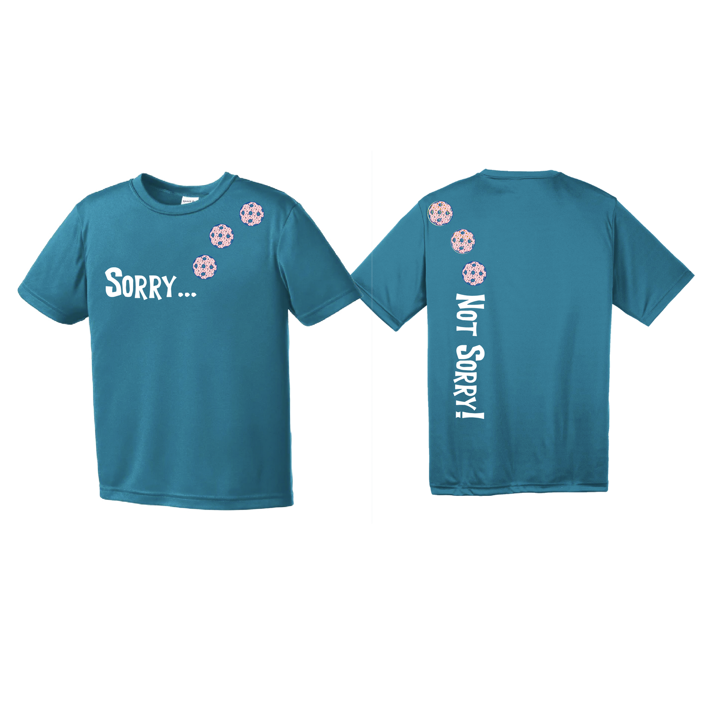 Sorry Not Sorry (Pickleballs With Stars) | Youth Short Sleeve Pickleball Shirts | 100% Polyester