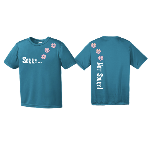 Sorry Not Sorry (Pickleballs With Stars) | Youth Short Sleeve Pickleball Shirts | 100% Polyester