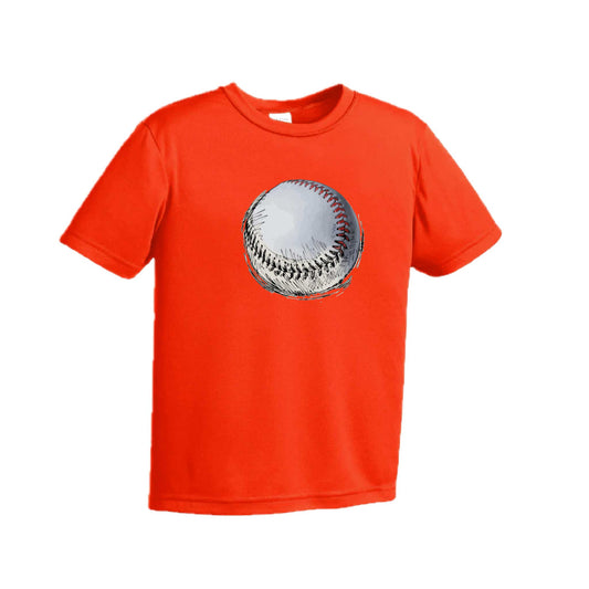 Baseball Sketched | Youth Short Sleeve Baseball Performance T-Shirts | 100% Polyester