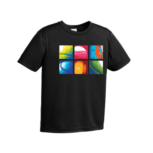 Tennis Stacked | Youth Short Sleeve Tennis Performance T-Shirts | 100% Polyester