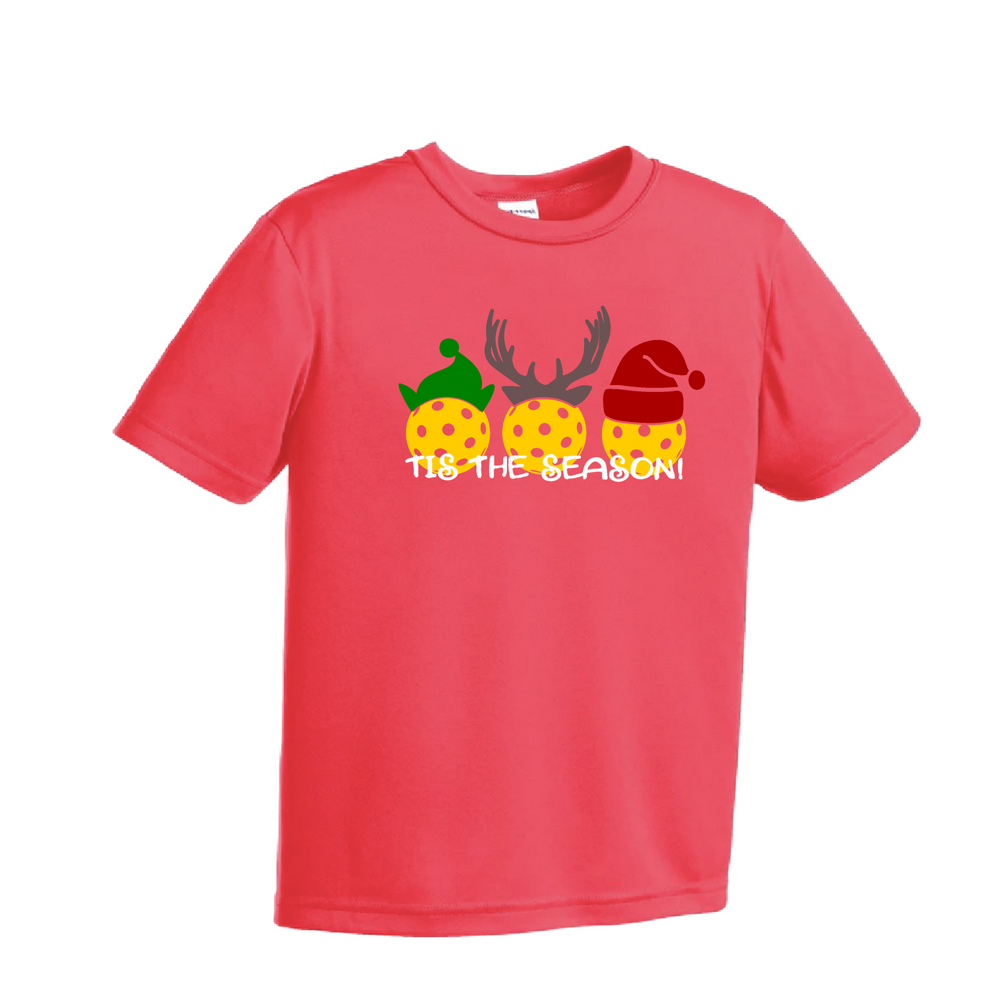 Tis the Season | Youth Short Sleeve Pickleball Shirts | 100% Polyester