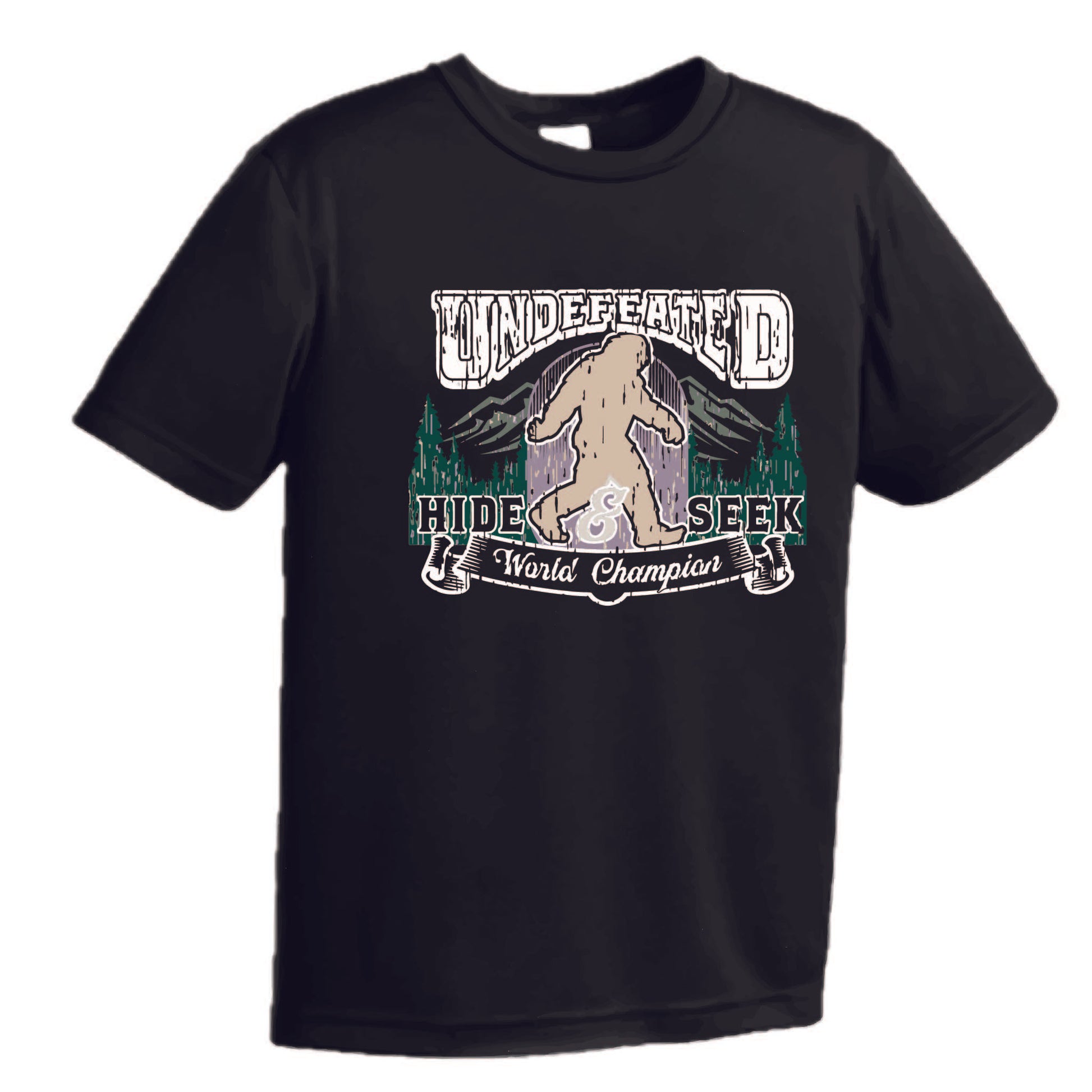 Undefeated Hide & Seek World Champion | Youth Short Sleeve Camping T-Shirts | 100% Polyester