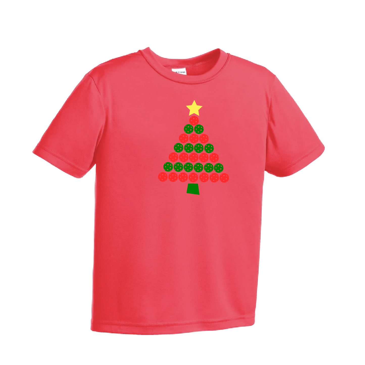 Christmas Tree | Youth Short Sleeve Pickleball Shirts | 100% Polyester