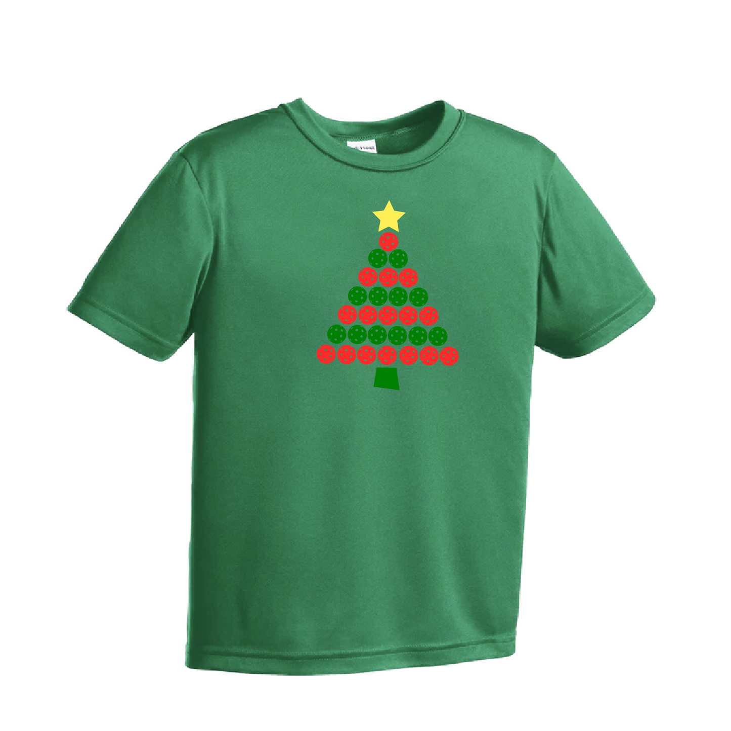 Christmas Tree | Youth Short Sleeve Pickleball Shirts | 100% Polyester