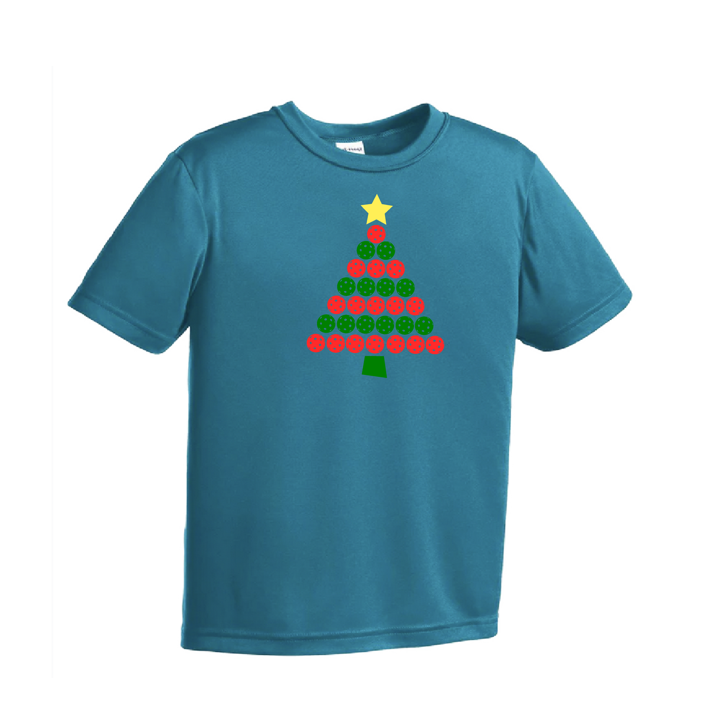 Christmas Tree | Youth Short Sleeve Pickleball Shirts | 100% Polyester